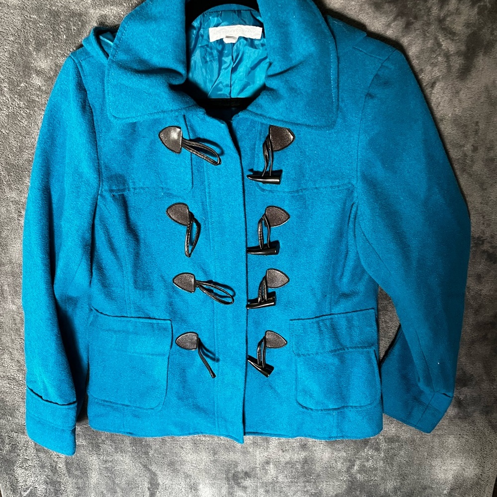 New York and Co Wool Blue Toggle Jacket